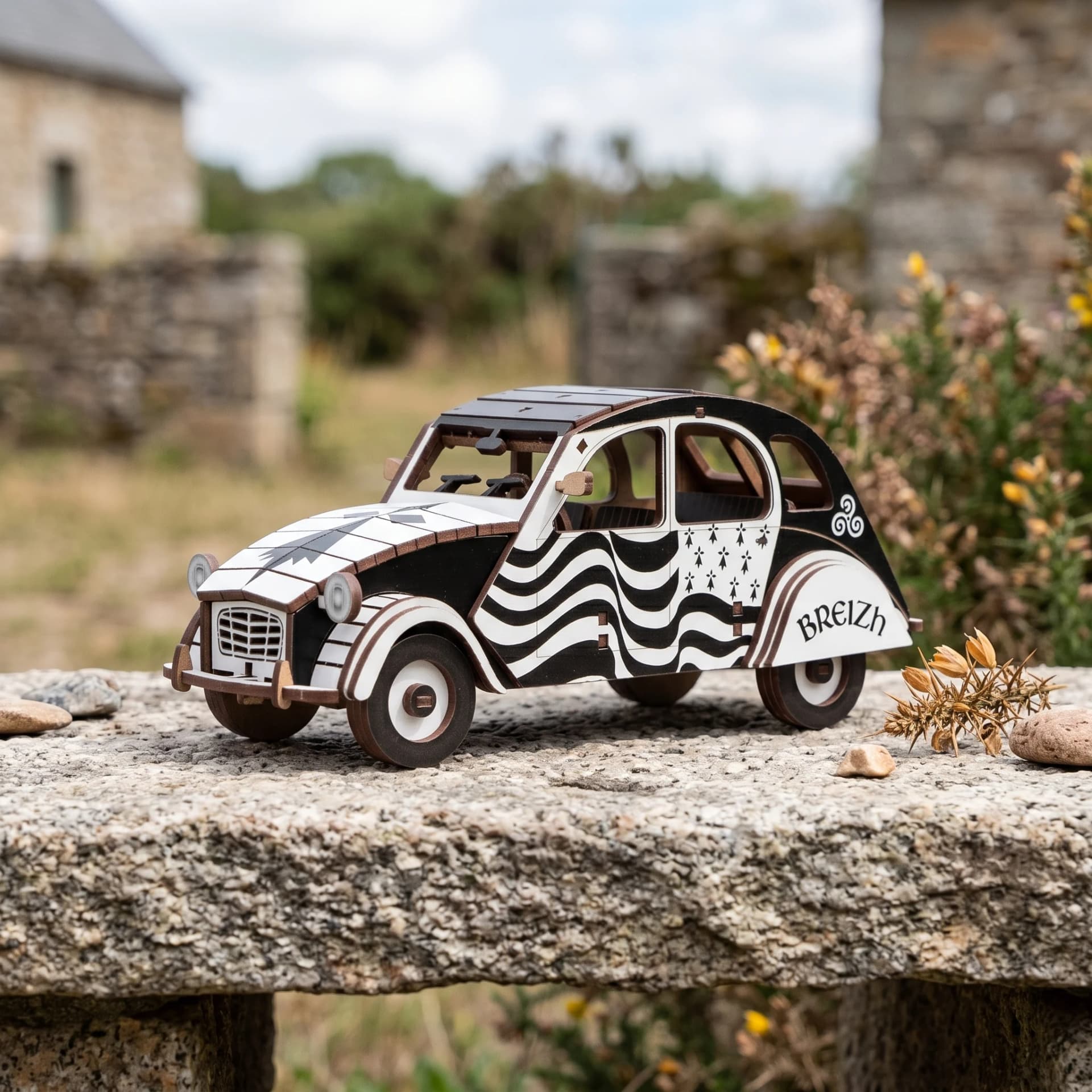 Petite voiture 2CV Bretagne en situation
