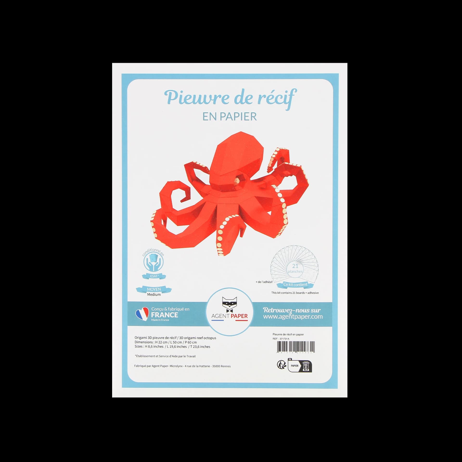 Packaging fermé de Pieuvre en papier recif