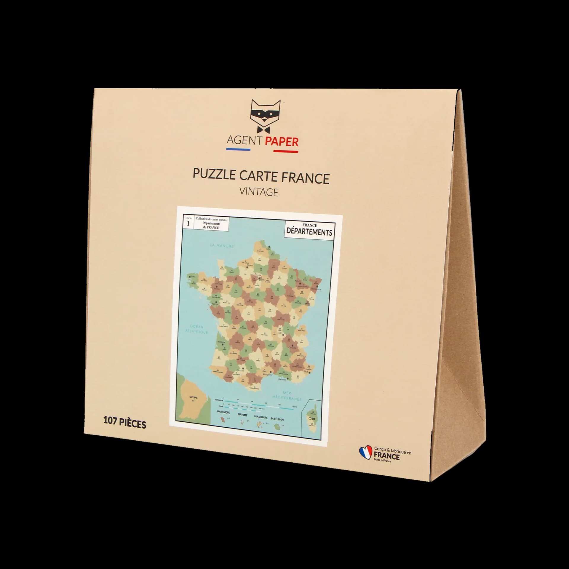 Packaging fermé du puzzle carte de france vintage