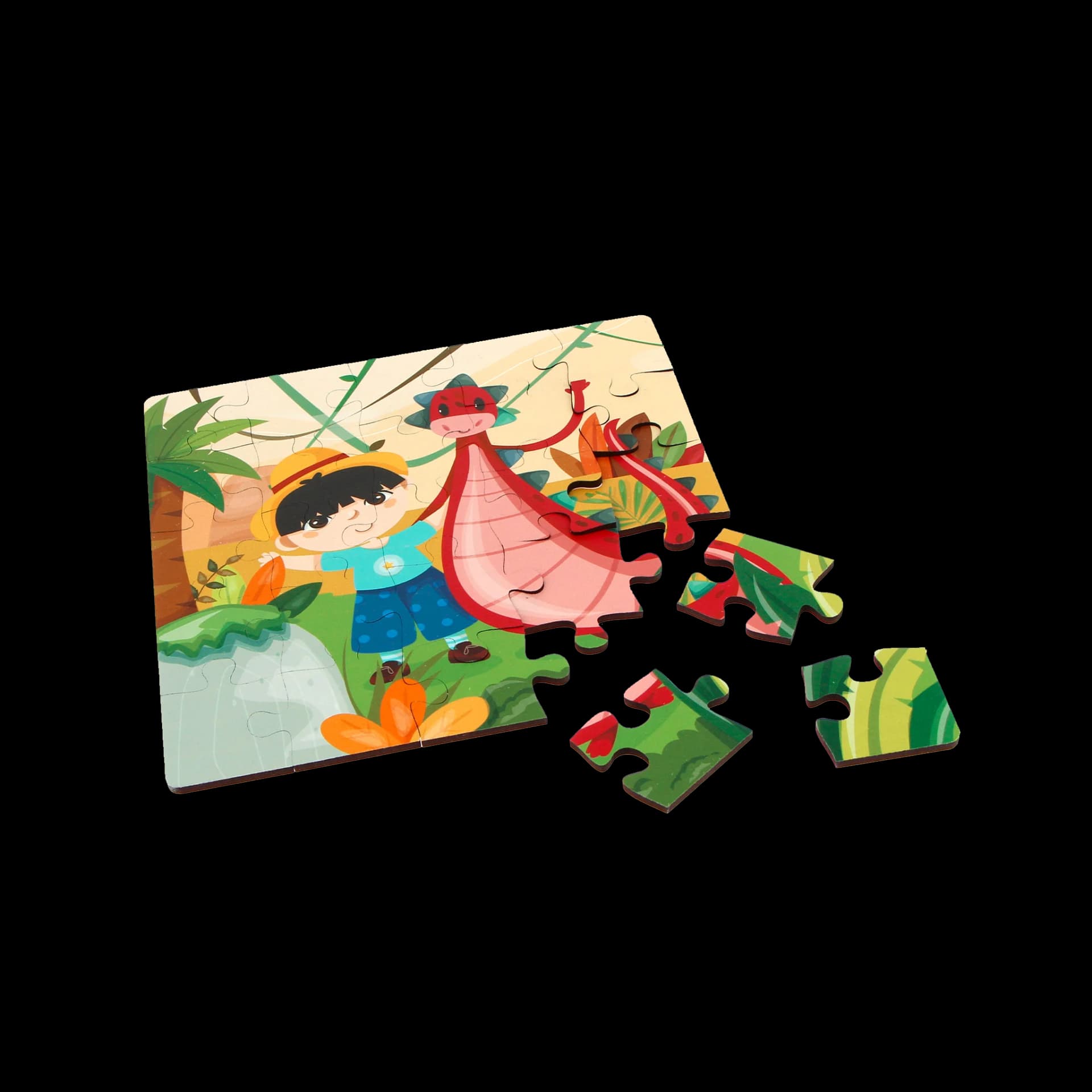 Puzzle enfant en bois 25 pièces Dino avec des morceaux de puzzle détachées