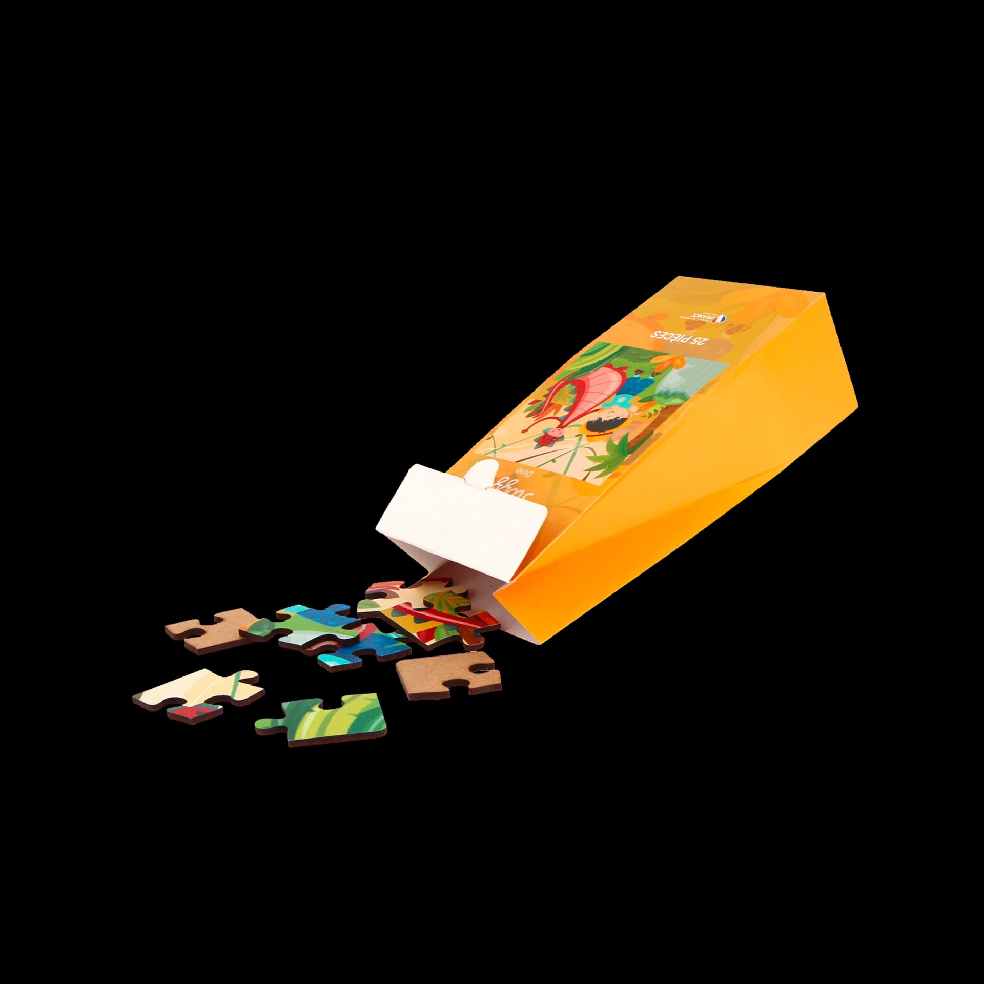 Packaging ouvert du puzzle enfant en bois 25 pièces Dino