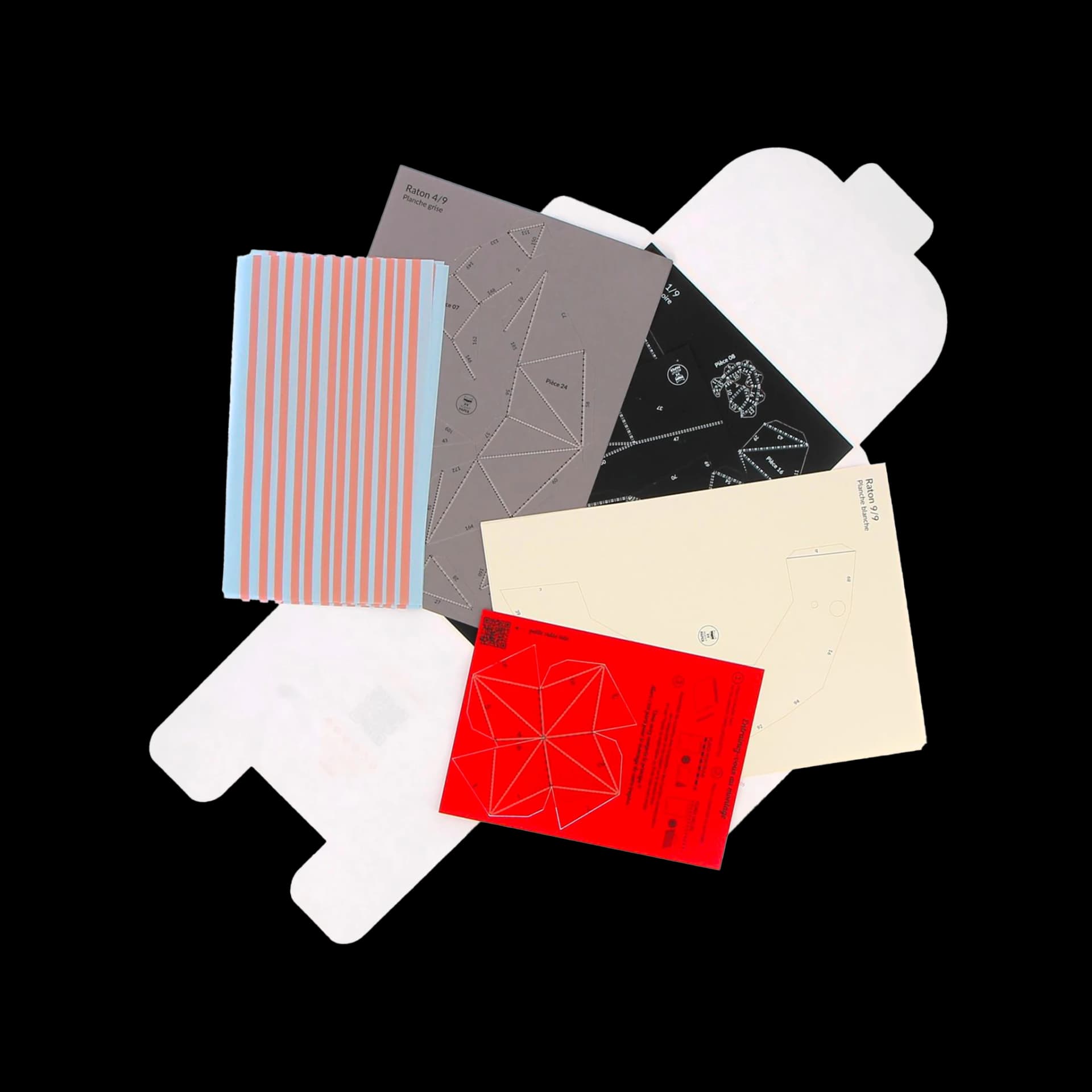 Contenu du kit Raton en papier 3d
