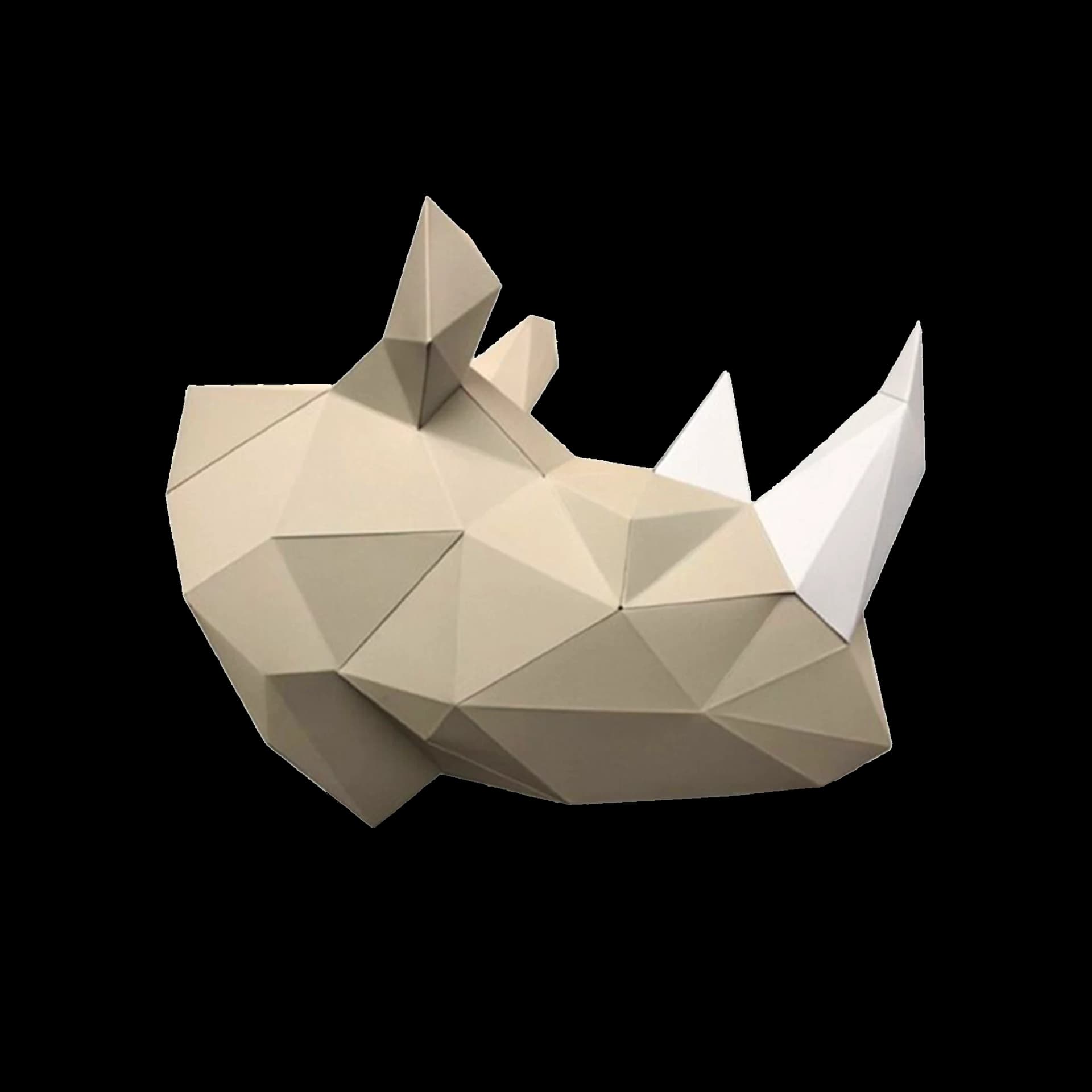 Rhino en papier 3d Naturel