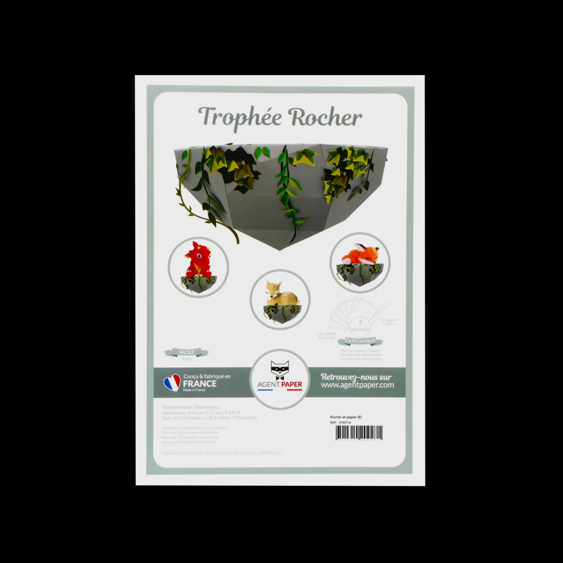 Kit du rocher en papier 3D Gris