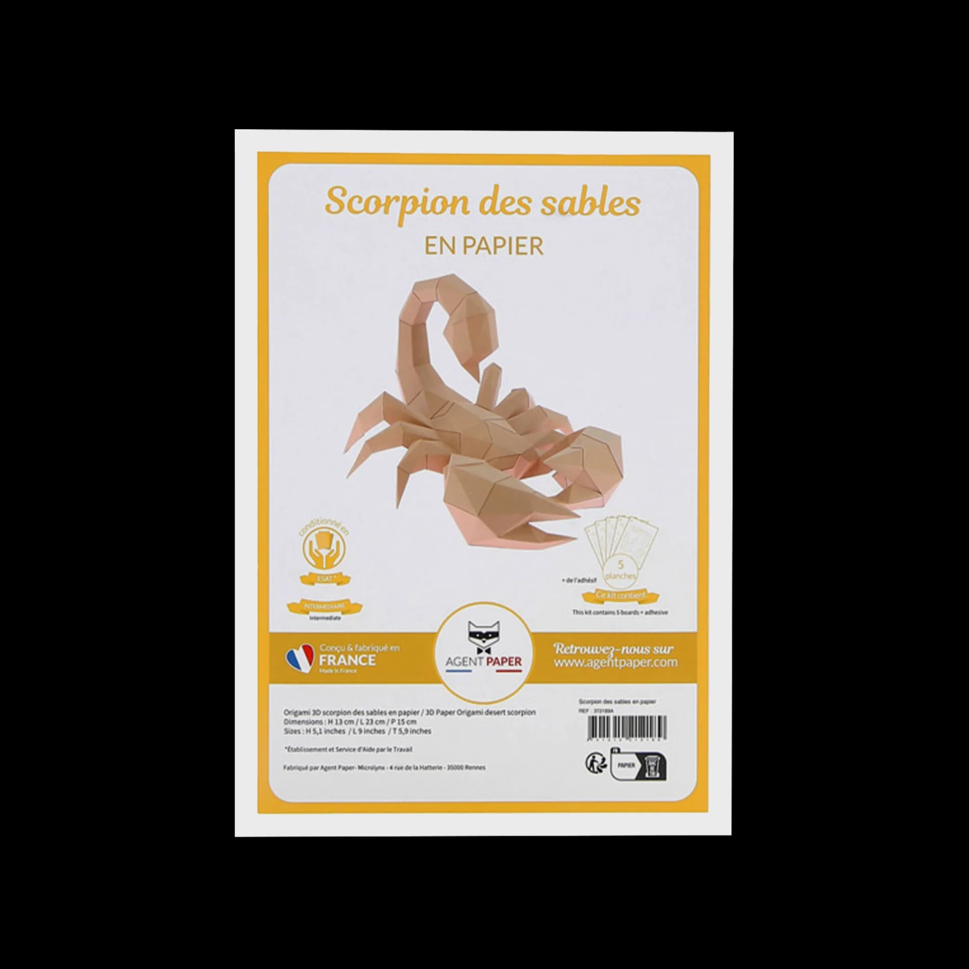 Kit origami 3d en papier d'un scorpion