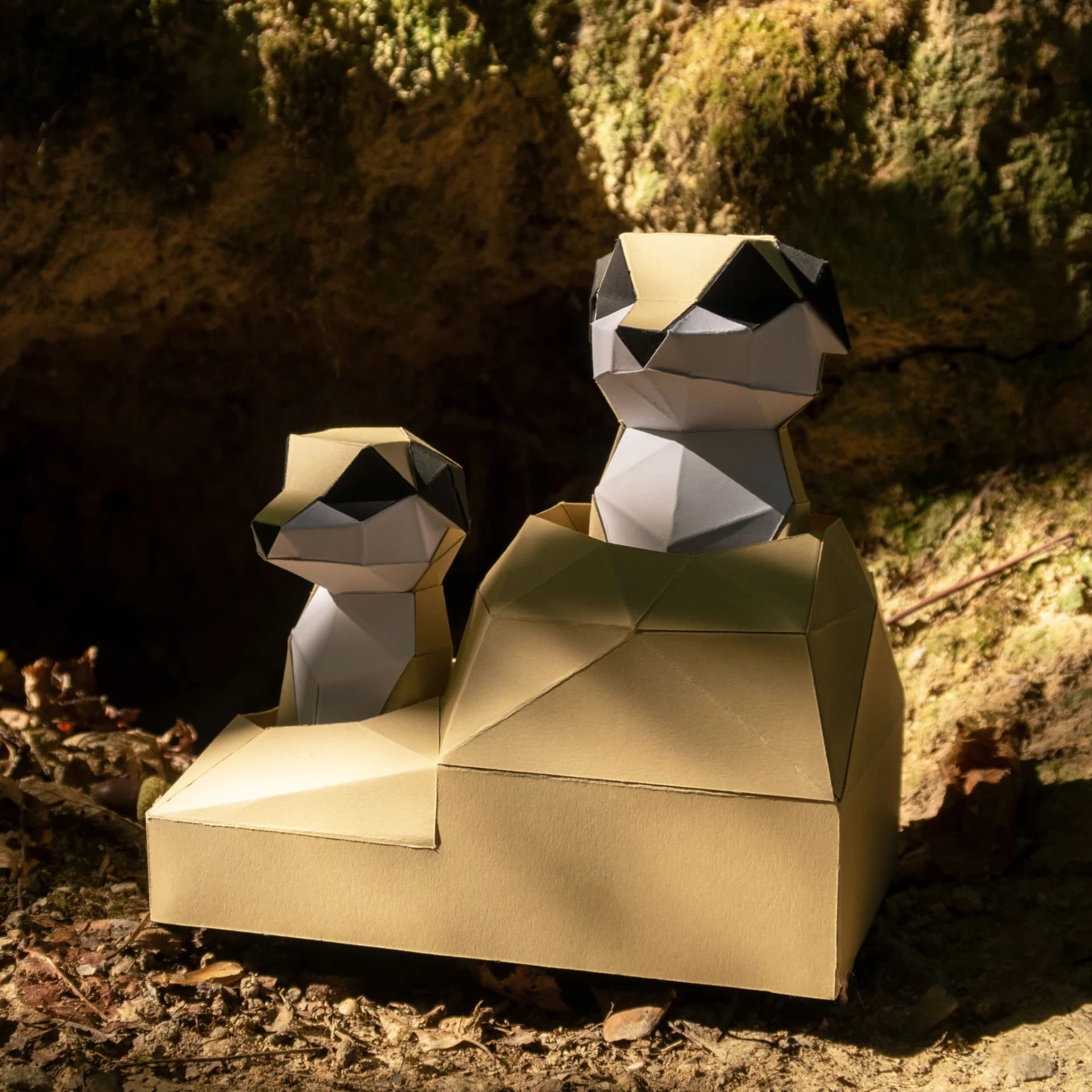 Décoration suricates en papier 3D sortant de la terre