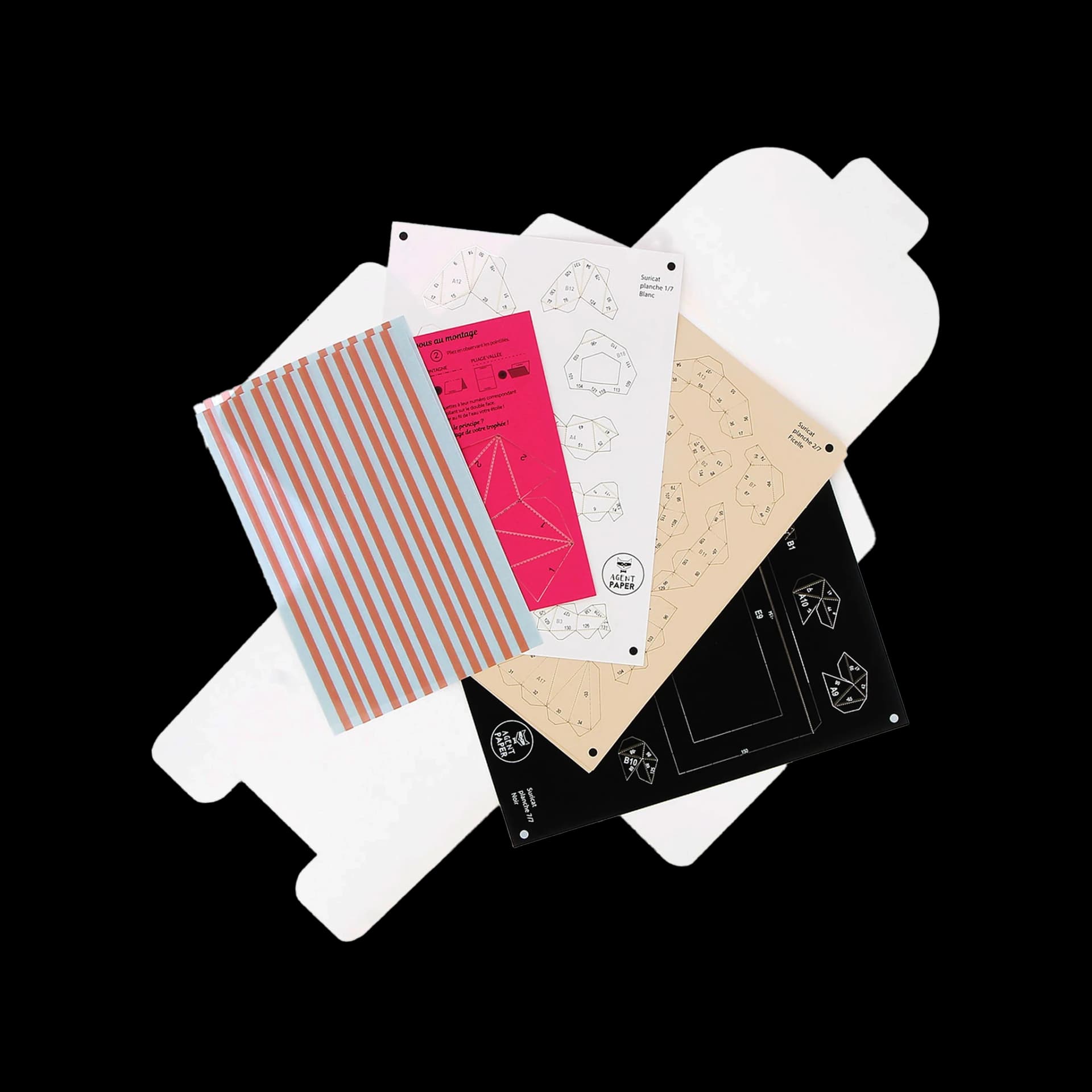 Contenu du kit décoration de Suricates en papier 3D