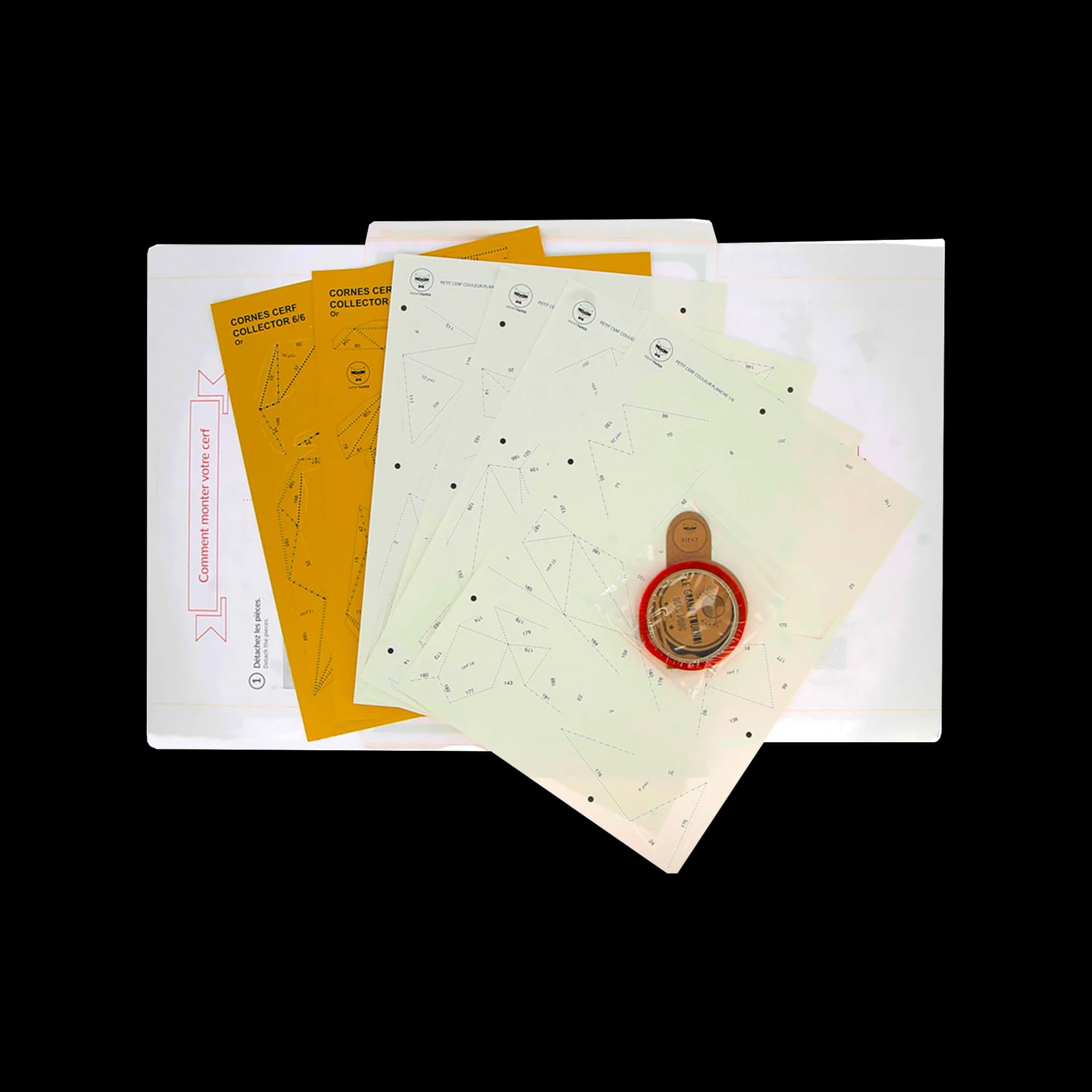 Contenu kit origami 3D en papier tête de cerf collector