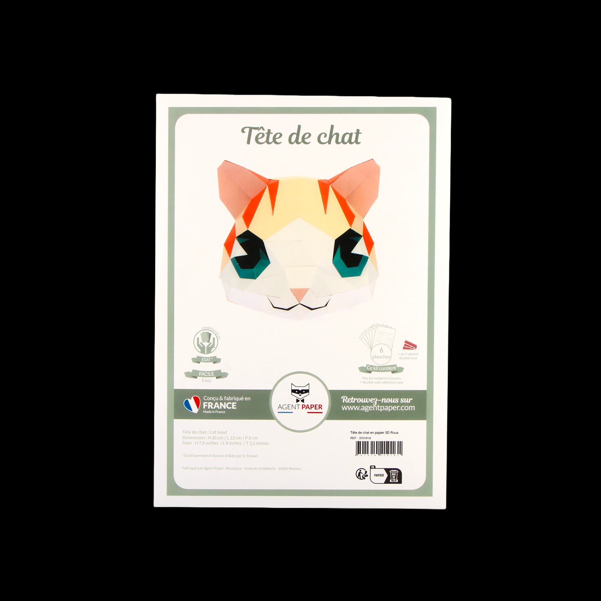 Kit origami 3D en papier tête de chat roux