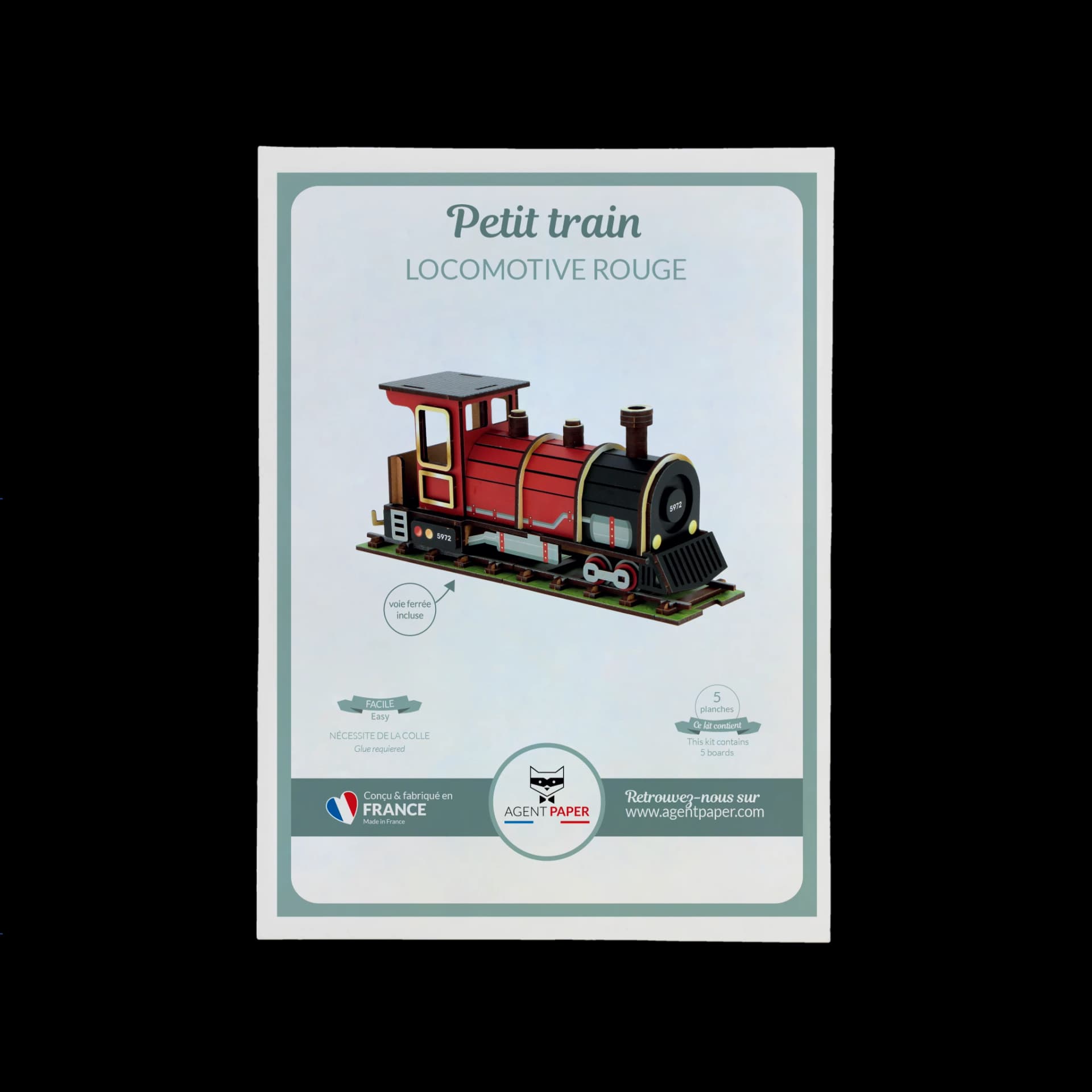 Kit train locomotive en bois rouge