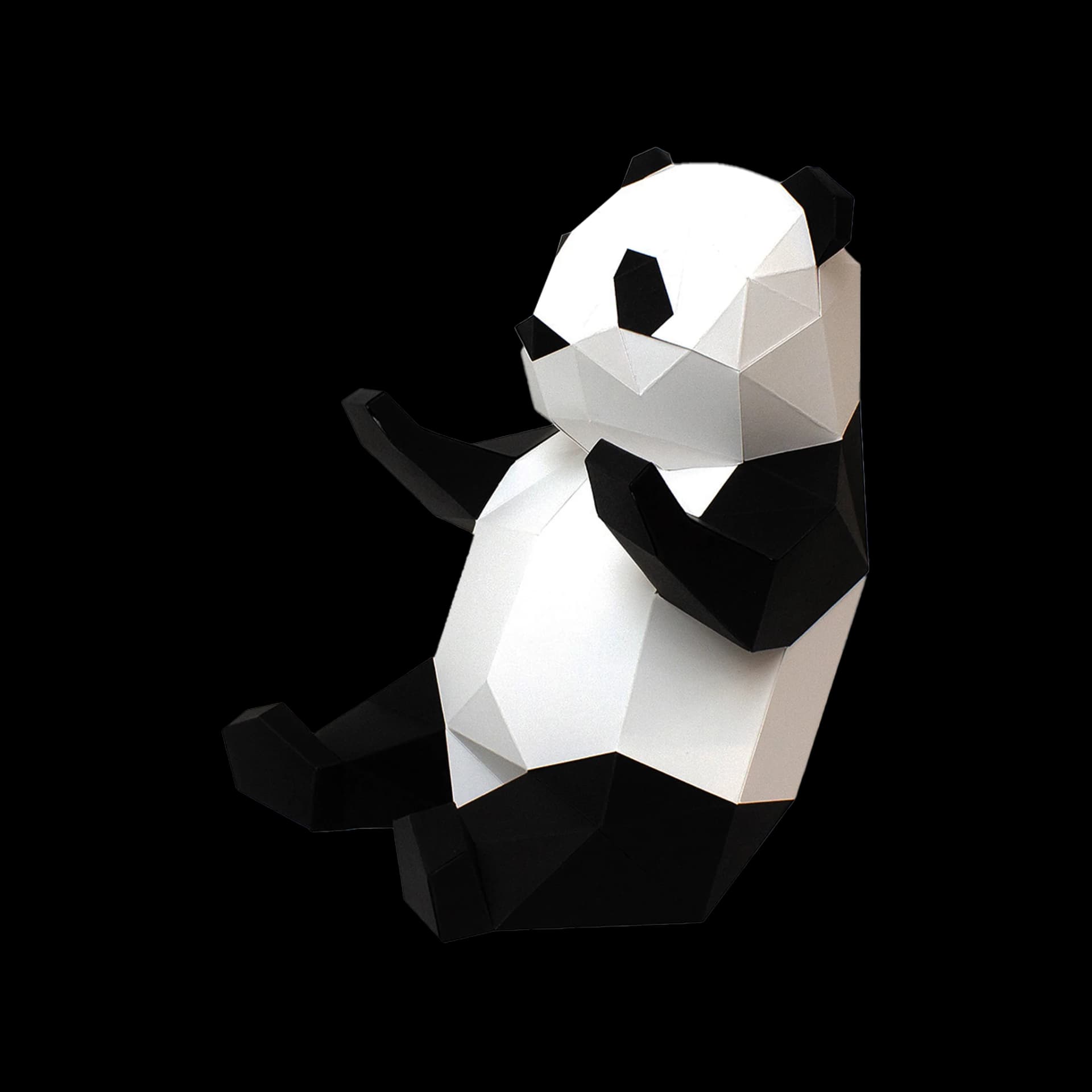 Décoration en papier trophée babies panda noir et blanc