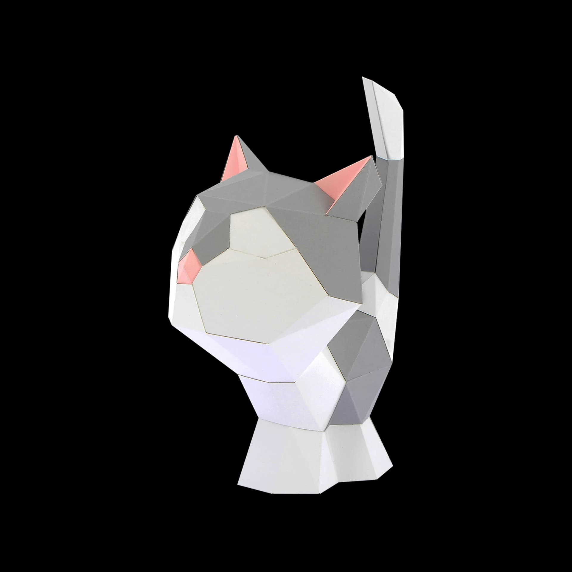 Décoration en papier trophée babies chat blanc et gris