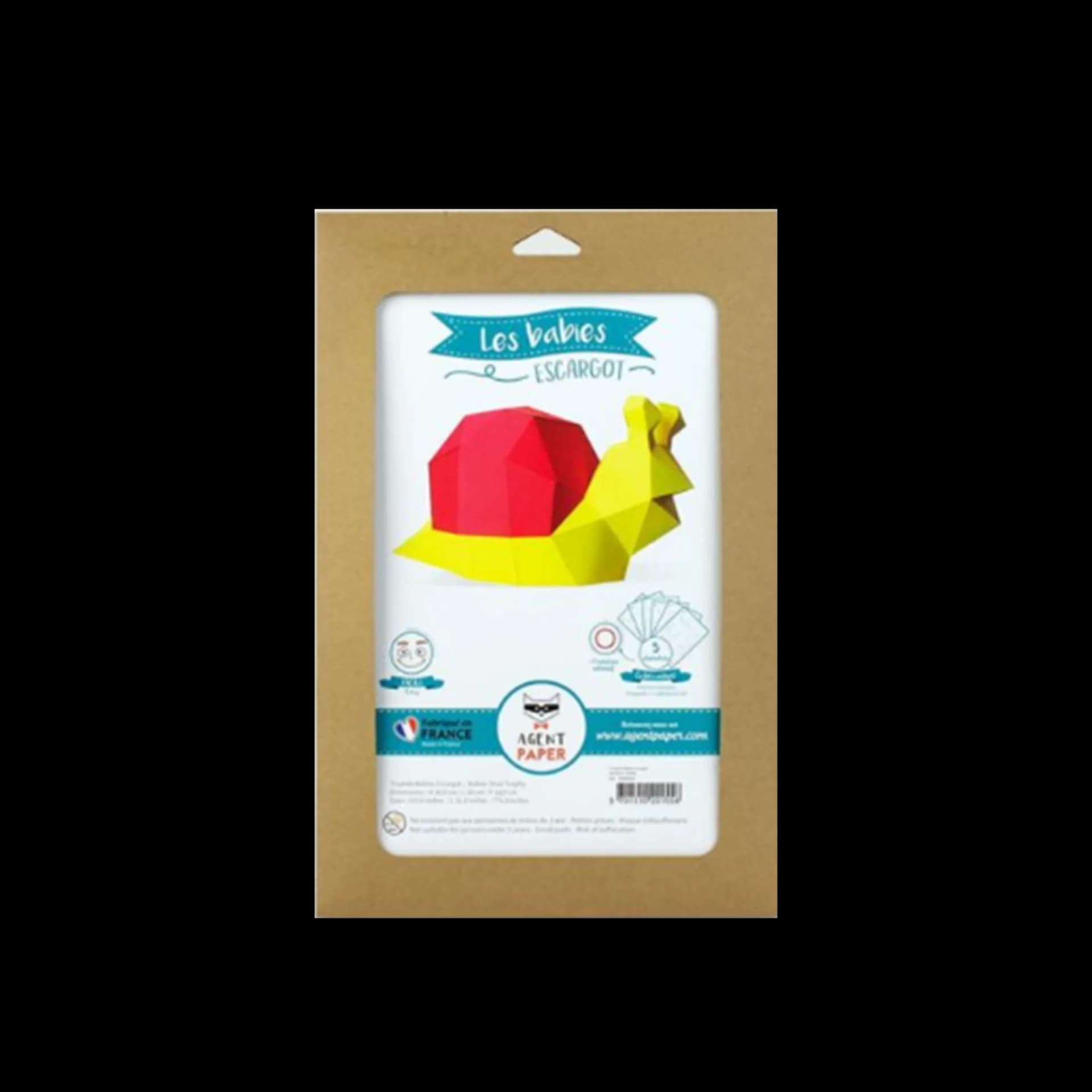Kit origami 3D trophée babies escargot rouge et jaune