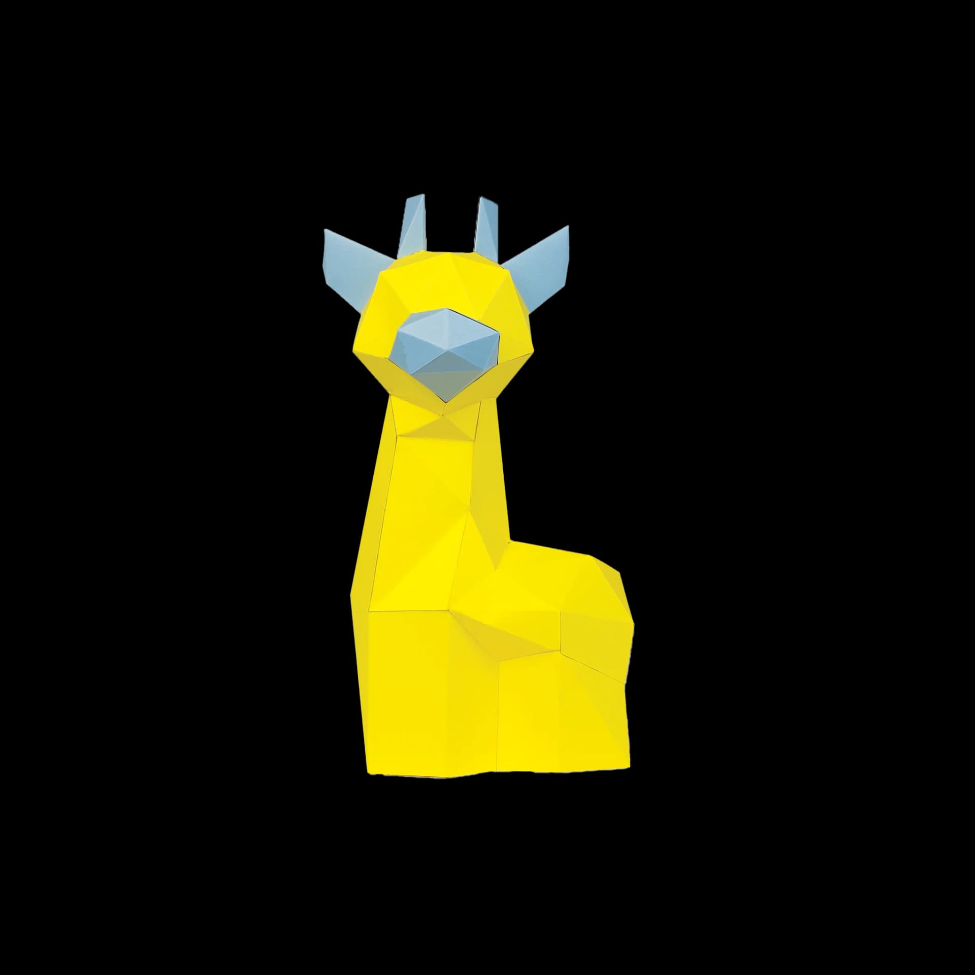 Décoration en papier trophée babies girafe jaune