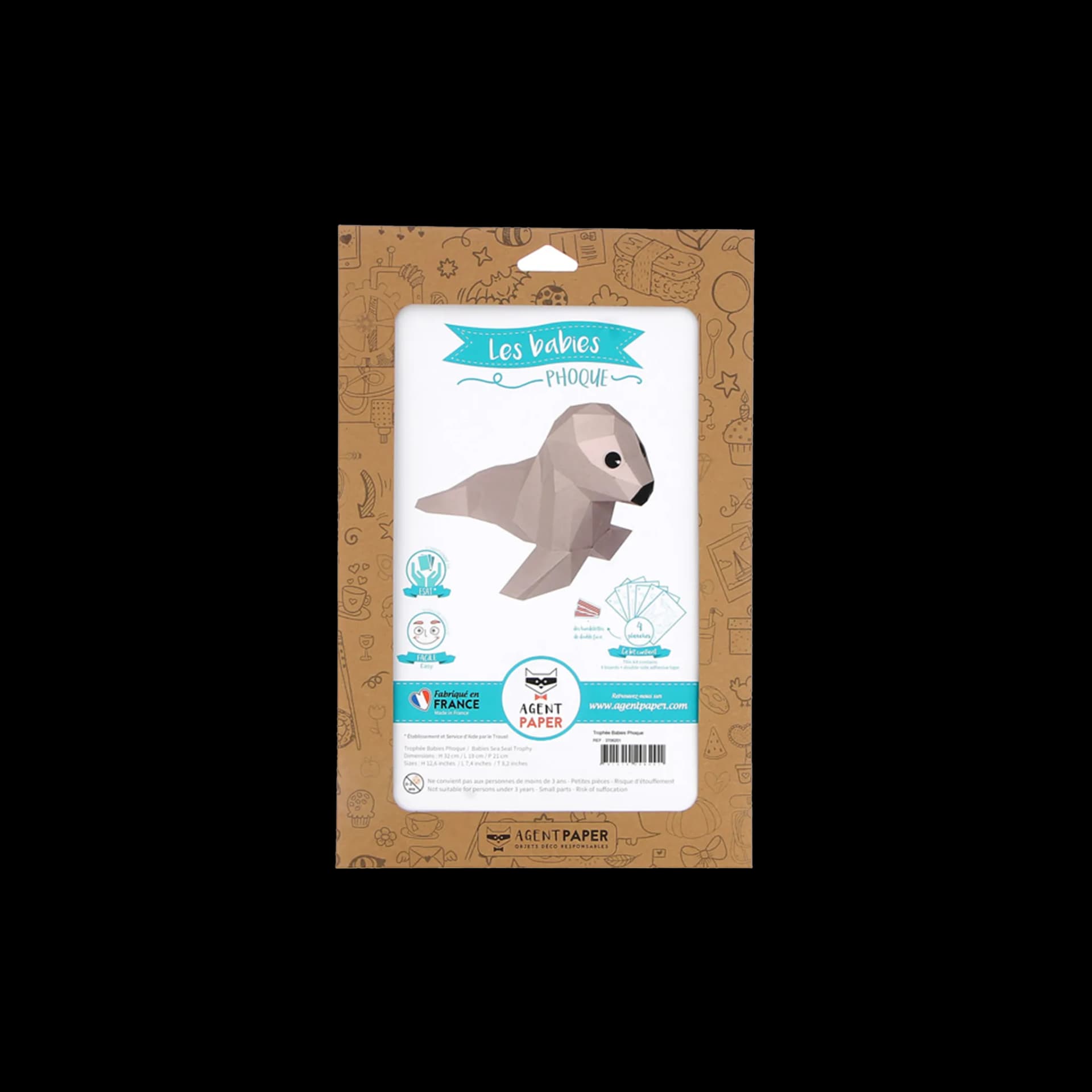Kit origami 3D trophée babies phoque