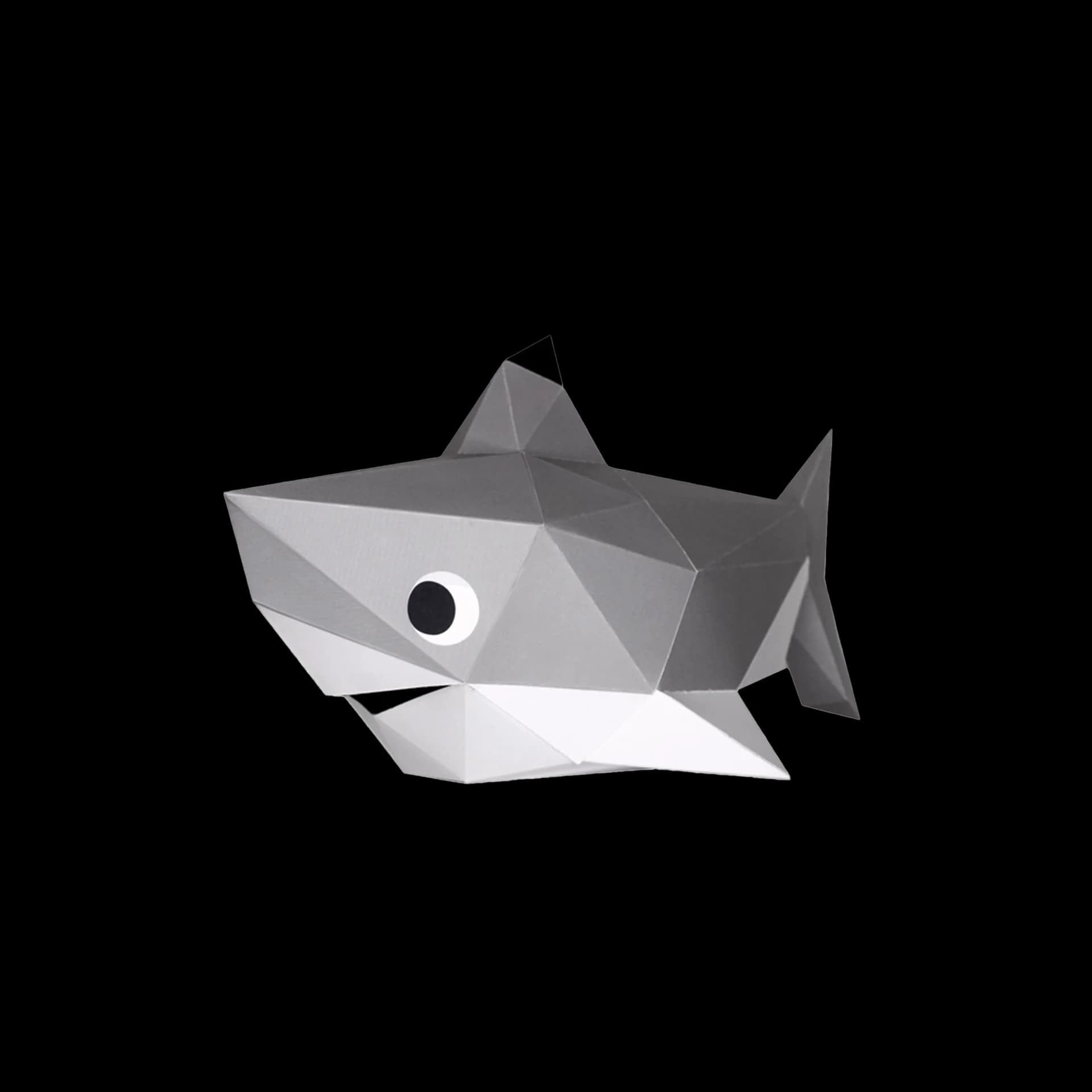Décoration en papier trophée babies requin gris