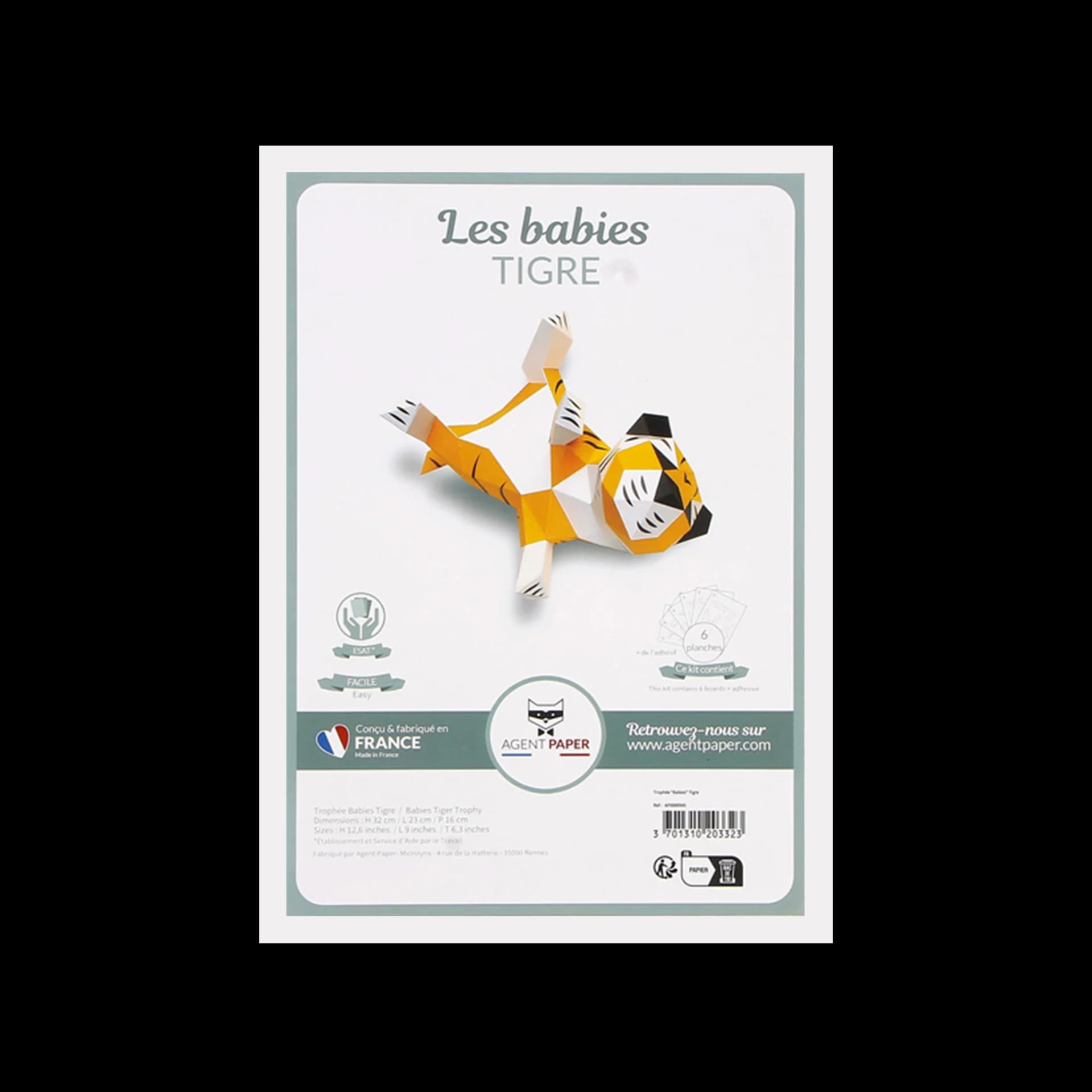 Kit origami 3D trophée babies tigre jaune