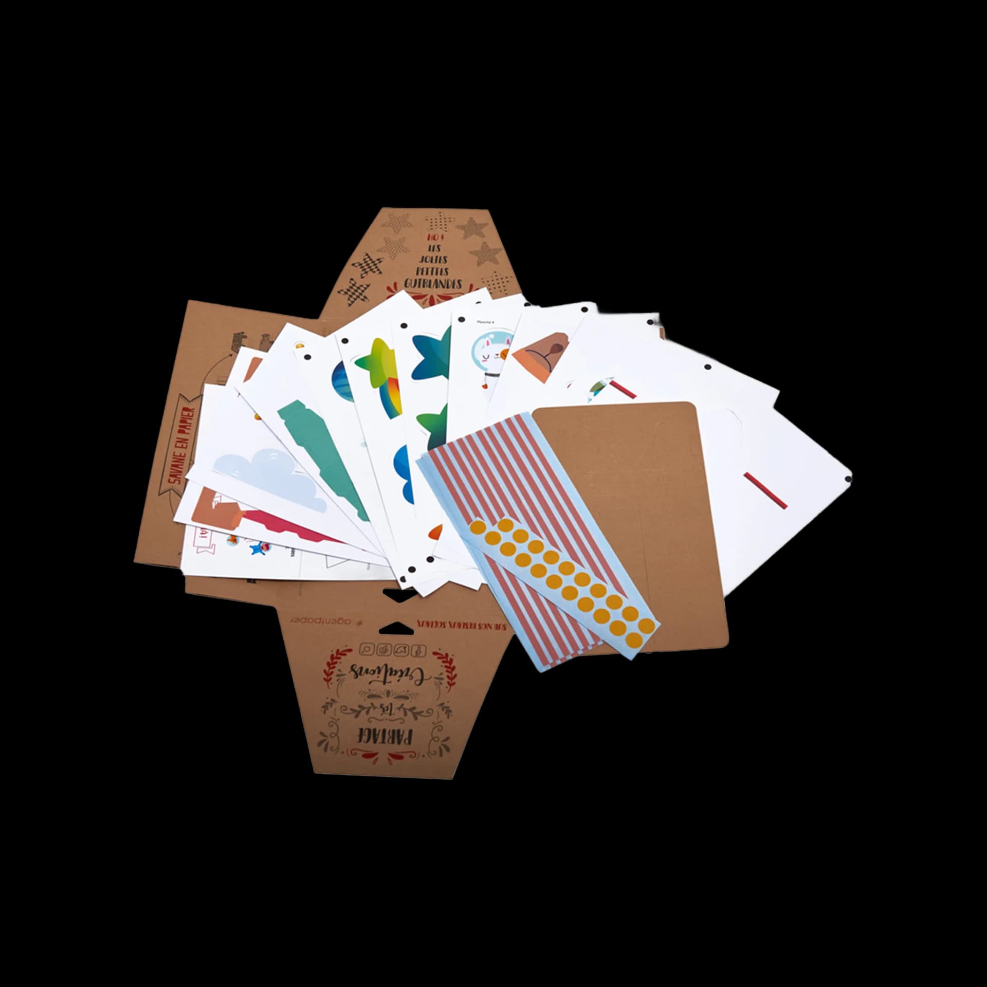 Contenu kit origami 3D trophée Easy Peasy Fusée et Montgolfière