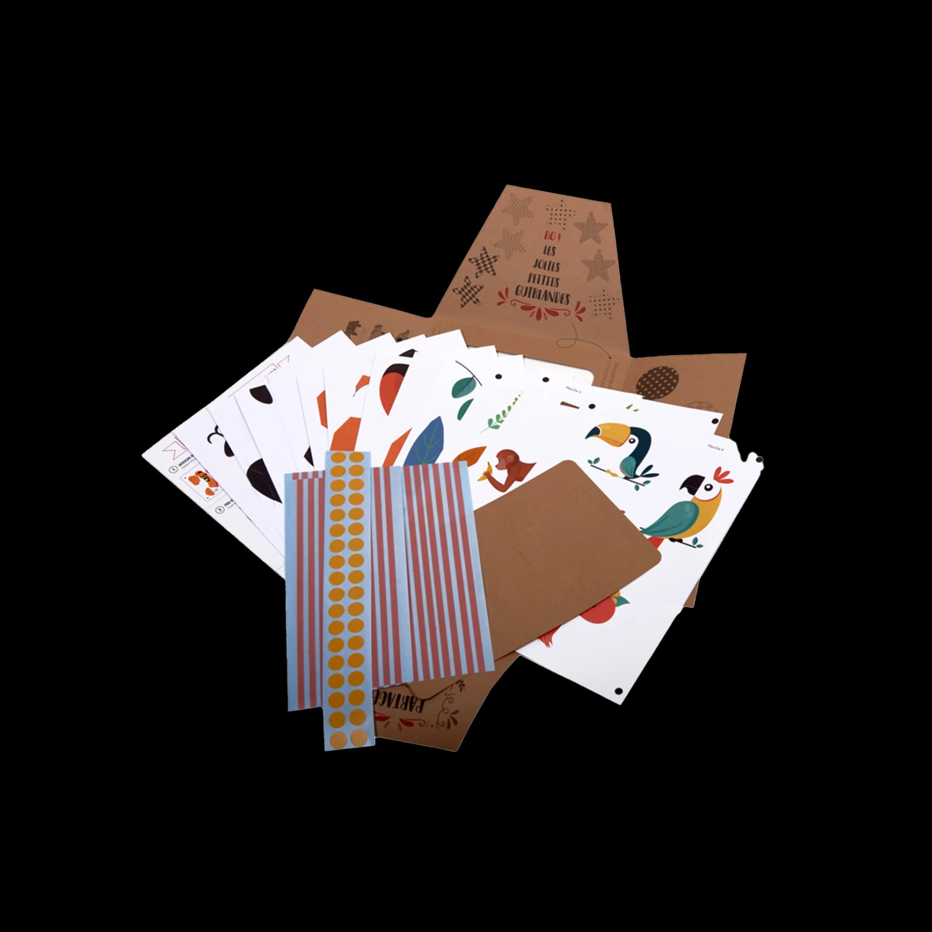 Contenu kit origami 3D trophée Easy Peasy Panda & Tigre
