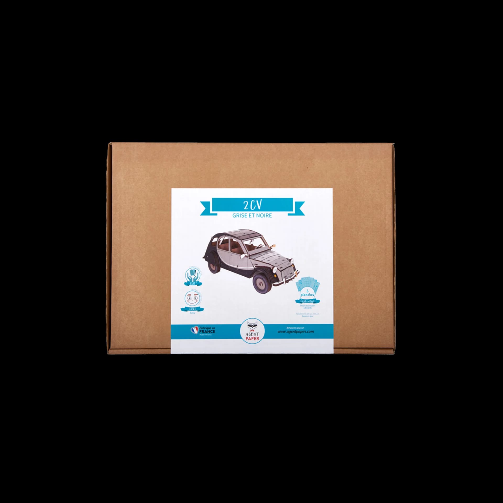 Kit trophée décoration en bois Voiture 2CV Gris