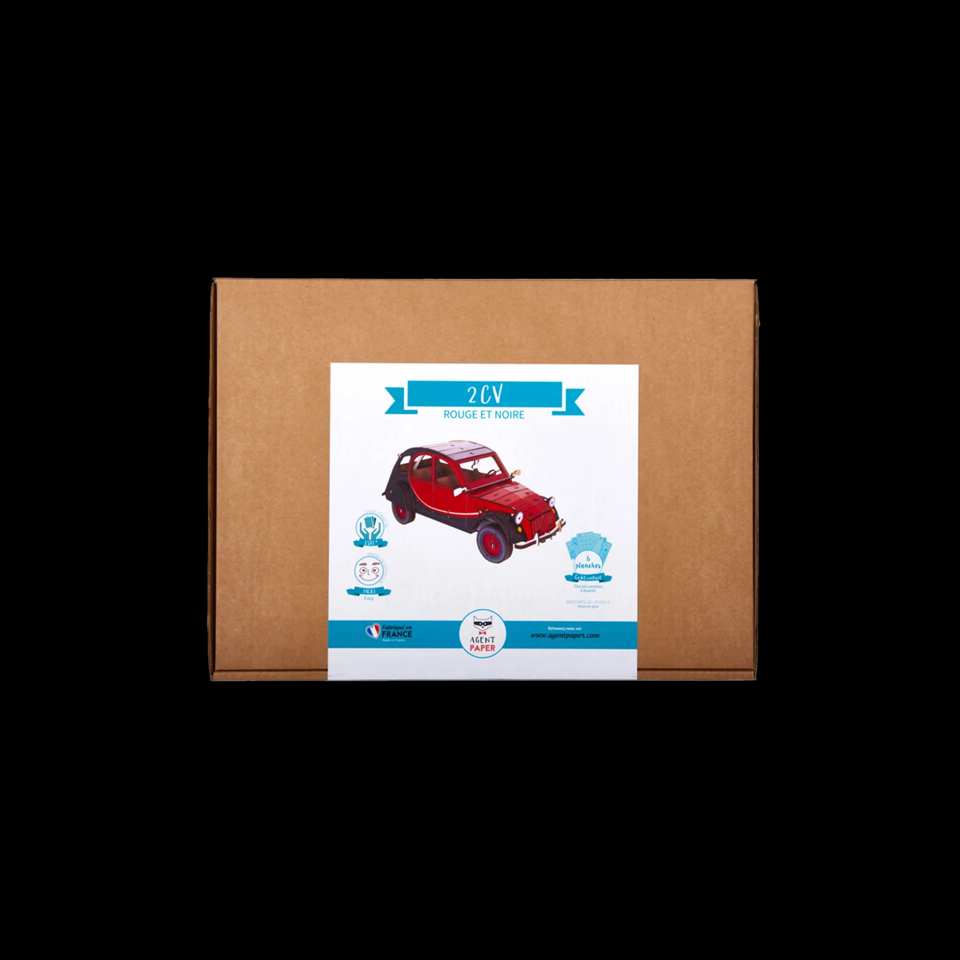 Kit trophée décoration en bois Voiture 2CV rouge