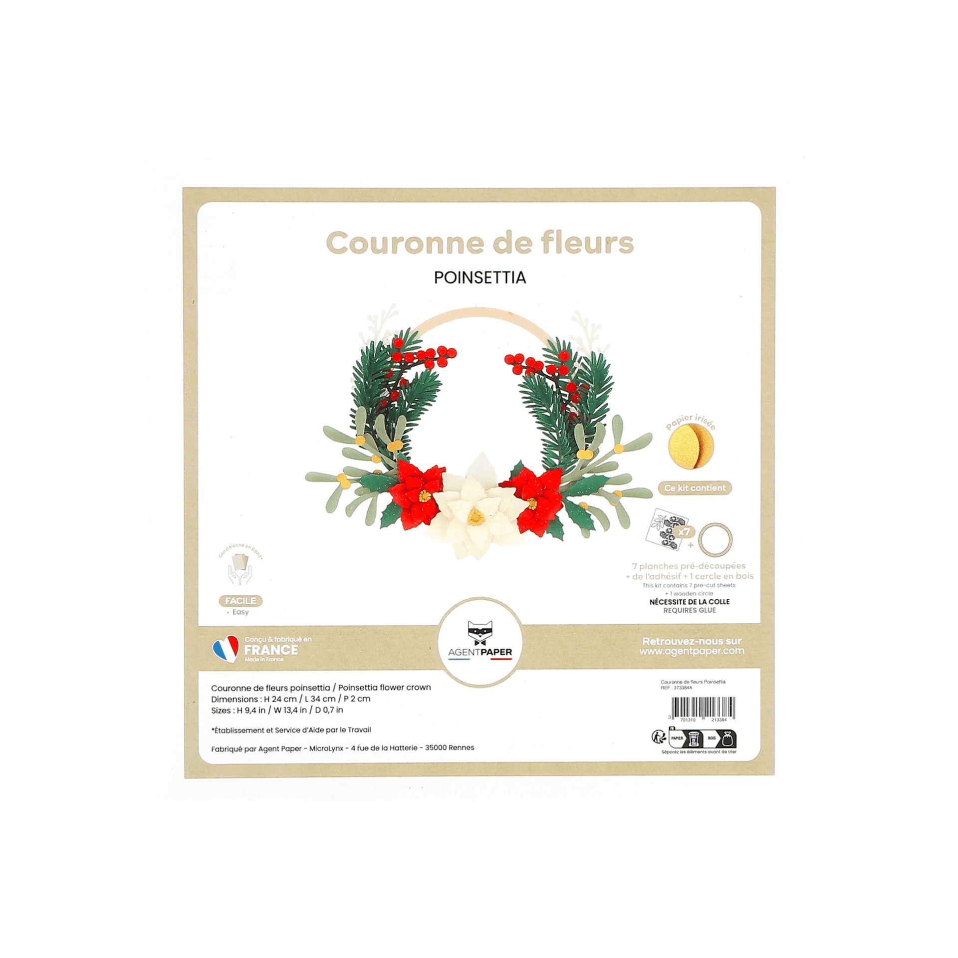 Couronne de fleurs Poinsettia - vue 3