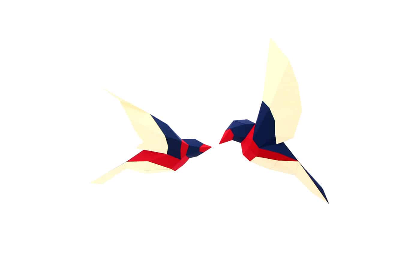 2 Oiseaux en papier 3D