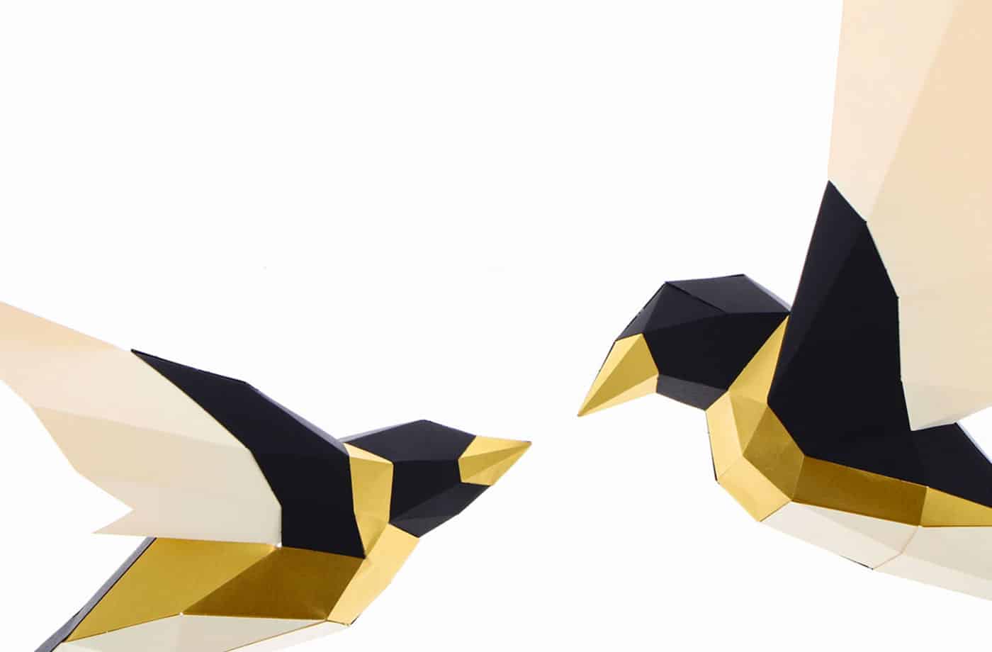 2 Oiseaux en papier 3D