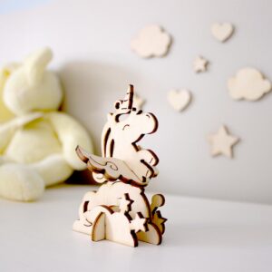 Les p'tits bidules en bois Licorne nuages