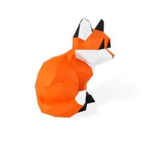 Petit renard assis en papier 3D