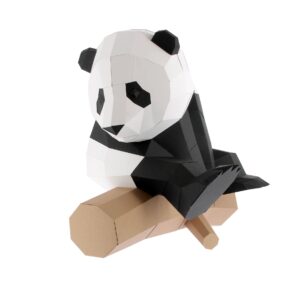 Petit panda sur branche en papier 3D