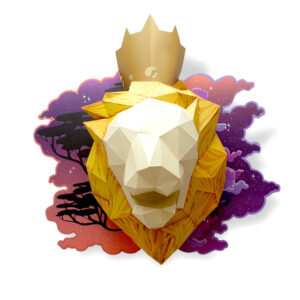 Lion en papier fond carte