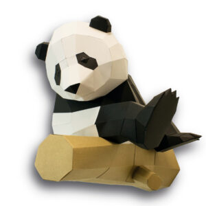 Grand panda sur branche en papier 3D